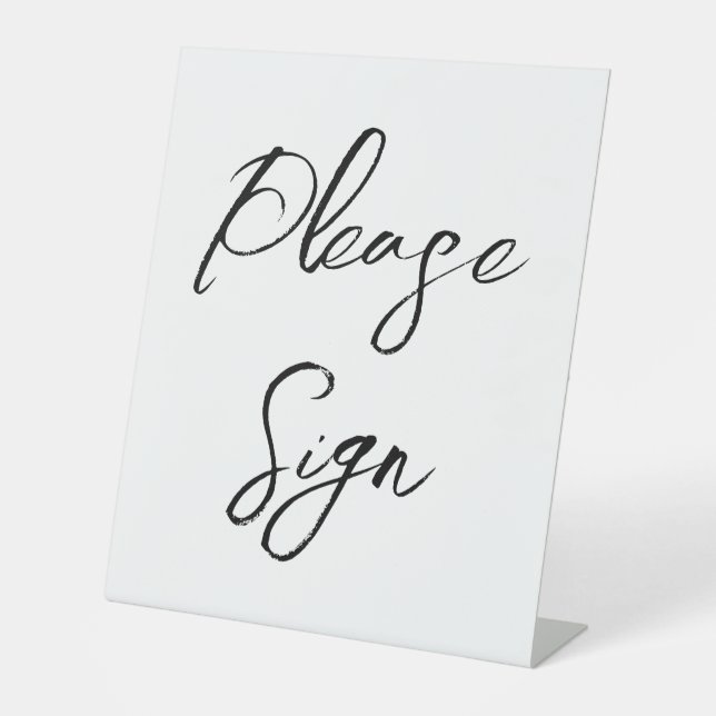 Modern White Black Script Please Sign Wedding (Front)