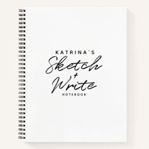 Modern White Black Simple Sketch & Lined Notebook