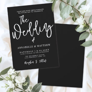 Modern White Black Simple Wedding Invitation