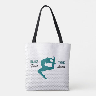 Modern White, Black & Teal Dance Quote  Tote Bag