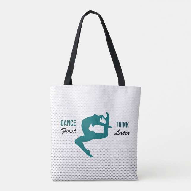 Modern White, Black & Teal Dance Quote  Tote Bag (Back)