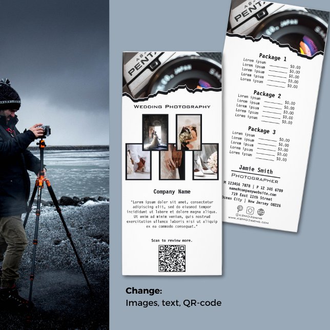 Modern White & Black Wedding Photography Rack Card (Modern White & Black Wedding Photography Rack Card)