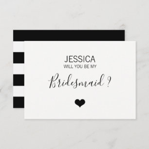 Modern White Black Will You Be my BRIDESMAID? Invitation