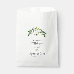 Modern White Blooming Floral Handwriting THANK YOU Favour Bags