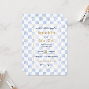 Modern White Blue Chequerboard Pattern
