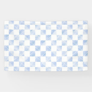 Modern White Blue Chequerboard Pattern Banner