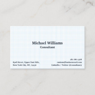 Modern White Blue Chequered Geometric Pattern Chic Business Card