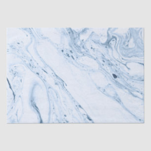 Modern White & Blue-Grey Marble Swirls Tissue Paper