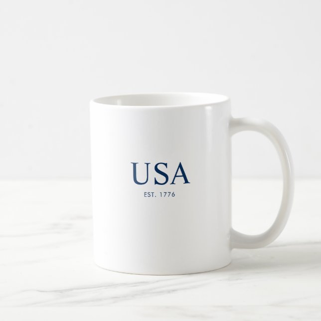 Modern White Blue USA Established 1776 Coffee Mug (Right)