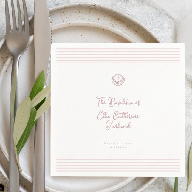 Modern white blush baptism celebration napkins (Creator Uploaded)