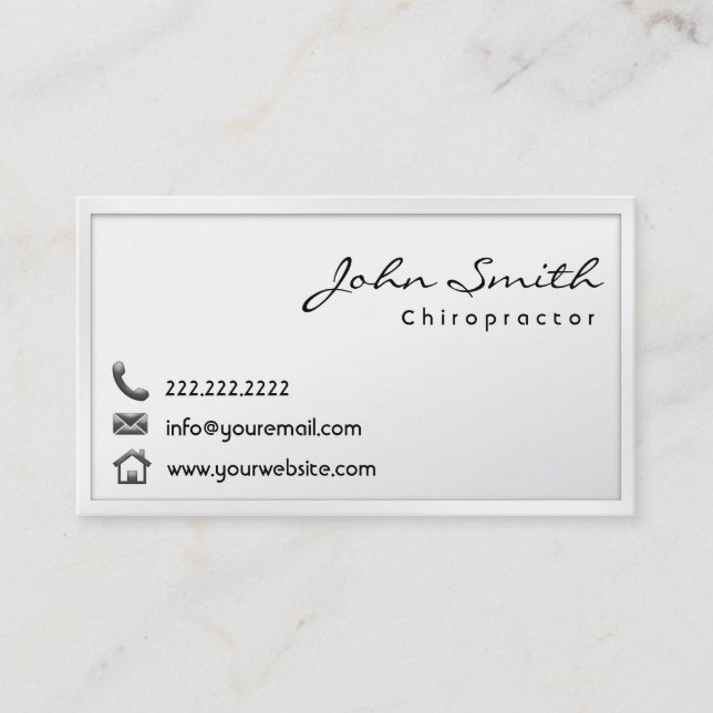 Modern White Border Chiropractor Business Card (Front)
