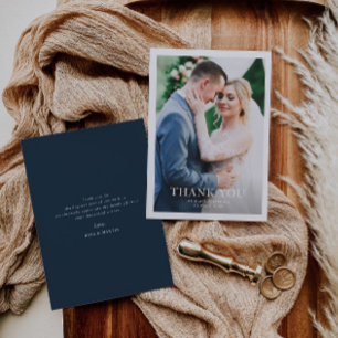 modern white border personalized wedding thank you card
