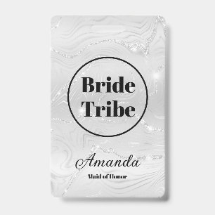 Modern White Bride Tribe Bachelorette ID Badge