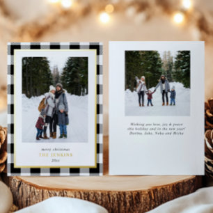 Modern White Buffalo Plaid Christmas Two Photos