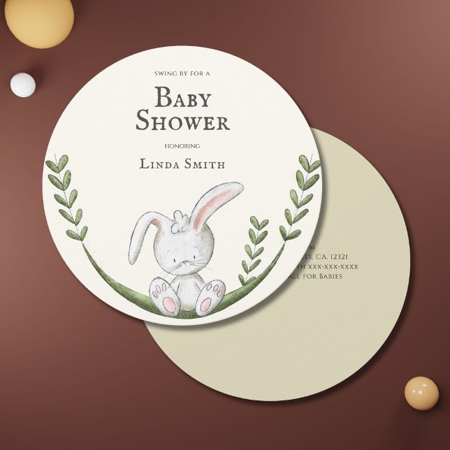 Modern White Bunny Baby Shower Party Invitation (Creator Uploaded)