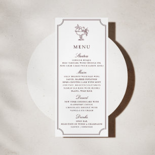 Modern White Burgundy Double Frame wedding  Menu Invitation