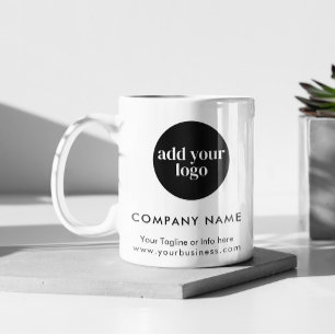 Modern White Business Custom Company Logo Mug