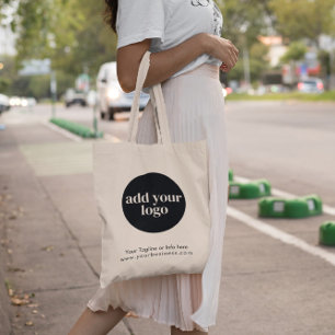 Modern White Business Custom Company Logo Tote Bag