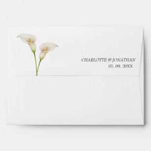 Modern White Calla Lilie Flower Wedding Envelope