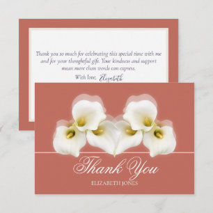 Modern White Calla Lilies Bridal Shower Thank You Card