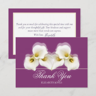 Modern White Calla Lilies Bridal Shower Thank You Card