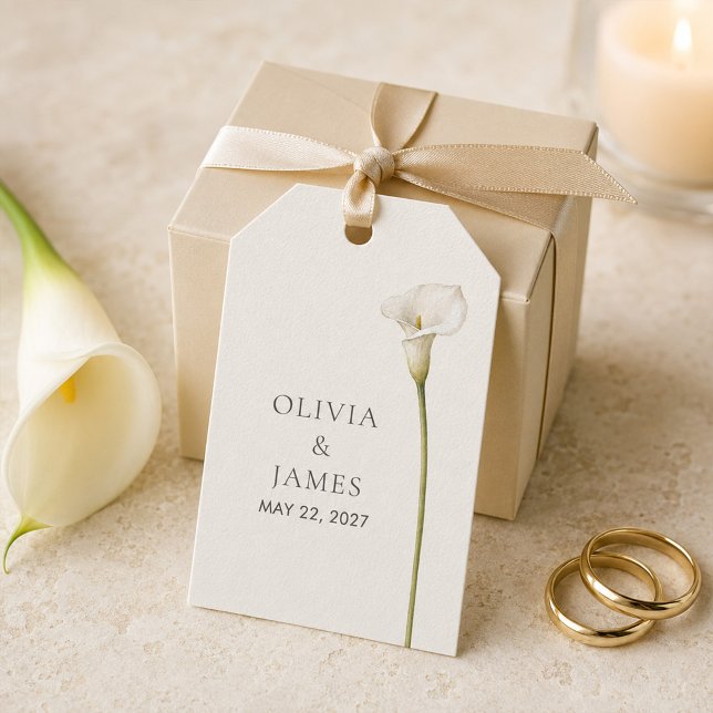 Modern White Calla Lily Wedding Favour Tag (Modern White Calla Lily Wedding Favor Tag)