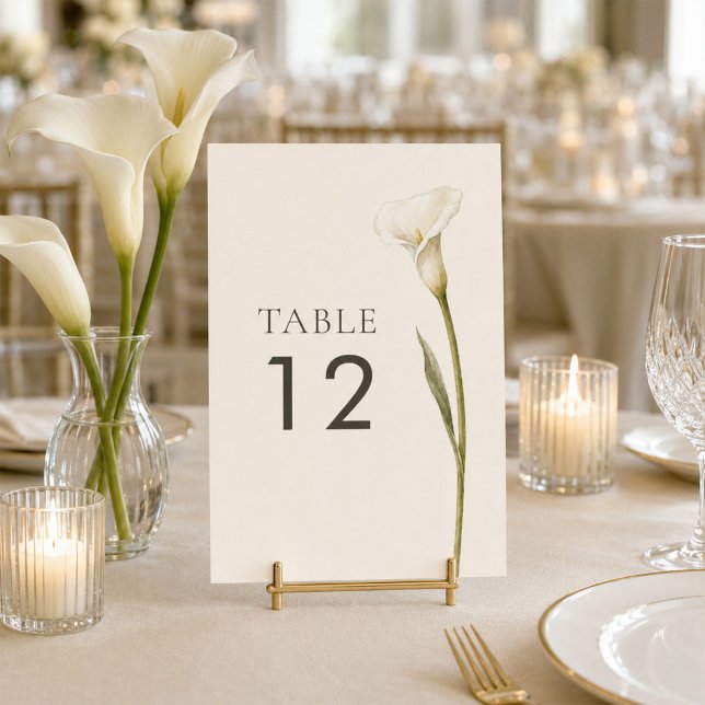 Modern White Calla Lily Wedding Table Number (Modern White Calla Lily Wedding Table Number)