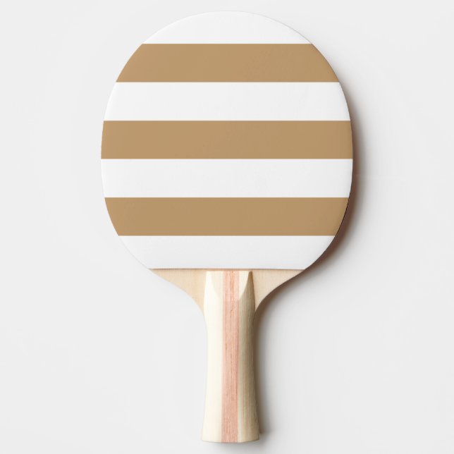 Modern White, Camel Brown Stripe Ping Pong Paddle (Front)