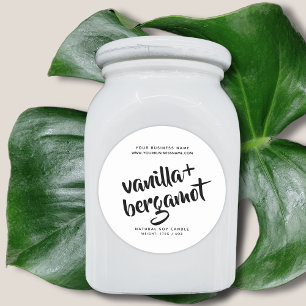 Modern white candle product label