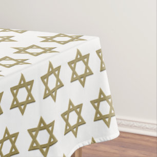 Modern White   Chanukah   STAR OF DAVID Tablecloth