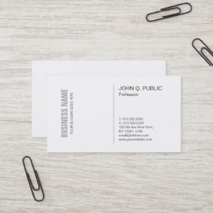 Modern White Clean Stylish Plain Professional Business Card