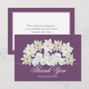 Modern White Clematis Rose Bridal Shower Thank You Card