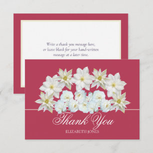 Modern White Clematis Rose Bridal Shower Thank You Card
