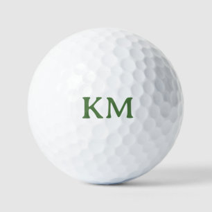 Modern White Colour   Fern Leaf Monogram Initials Golf Balls