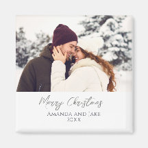 Modern White Custom Merry Christmas Photo