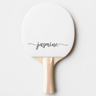 Modern White Custom Name Signature Script Ping Pong Paddle