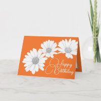 Modern White Daisies Botanical Colorful Birthday