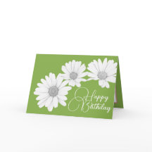 Modern White Daisies Botanical Colourful Birthday