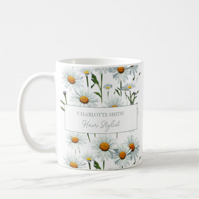 Modern White Daisy custom Coffee Mug (Left)