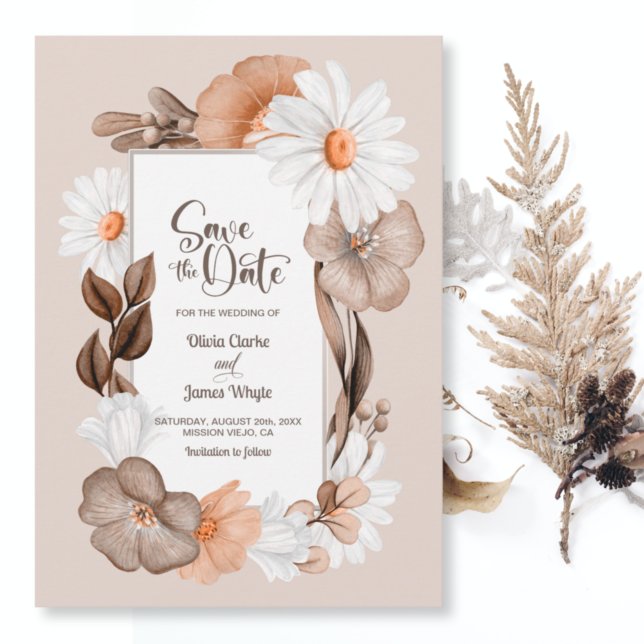 Modern White Daisy Wedding Save the Date (Creator Uploaded)