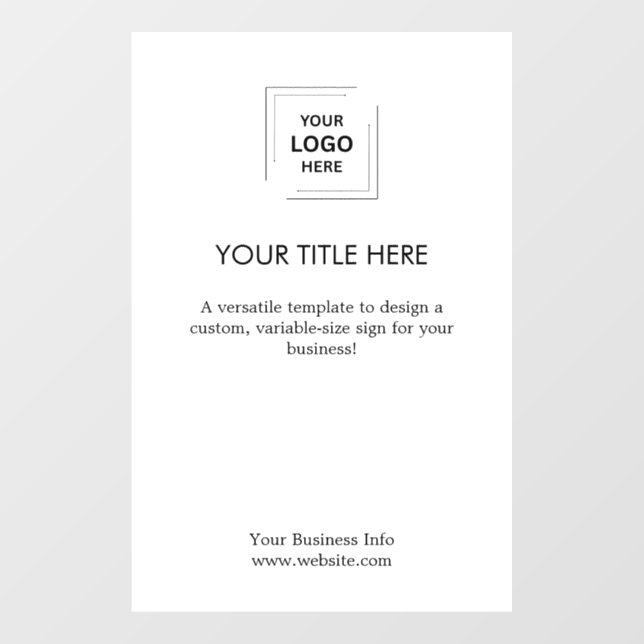 Modern White Design | Custom Business Logo Window  (Sheet)