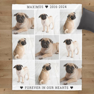 Modern White Dog Memorial Photo Collage Fleece Blanket