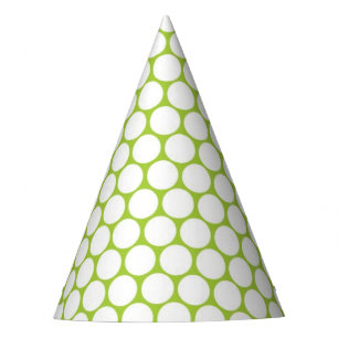 Modern White Dot & Green Background Party Hat