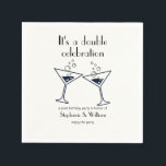 Modern White Double Celebration Joint Birthday Napkin<br><div class="desc">"Simple, modern, and full of meaning — this joint birthday party napkin is designed to help you celebrate a festive party. The pastel white background and sleek toasting cocktail glasses bring a clean, contemporary feel, while the phrase “It's a Double Celebration” adds heart. A stylish mix of vintage and serif...</div>