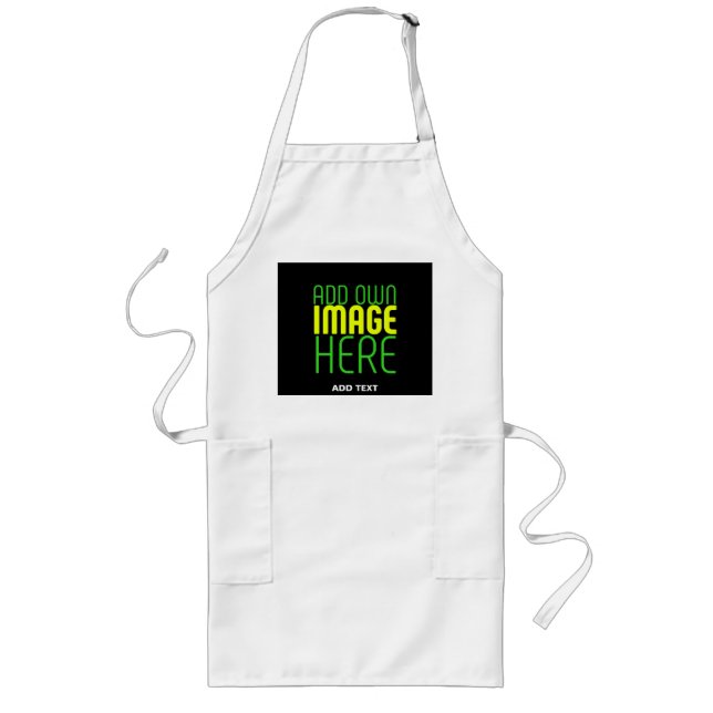 MODERN WHITE EDITABLE BLACK IMAGE TEXT TEMPLATE LONG APRON (Front)