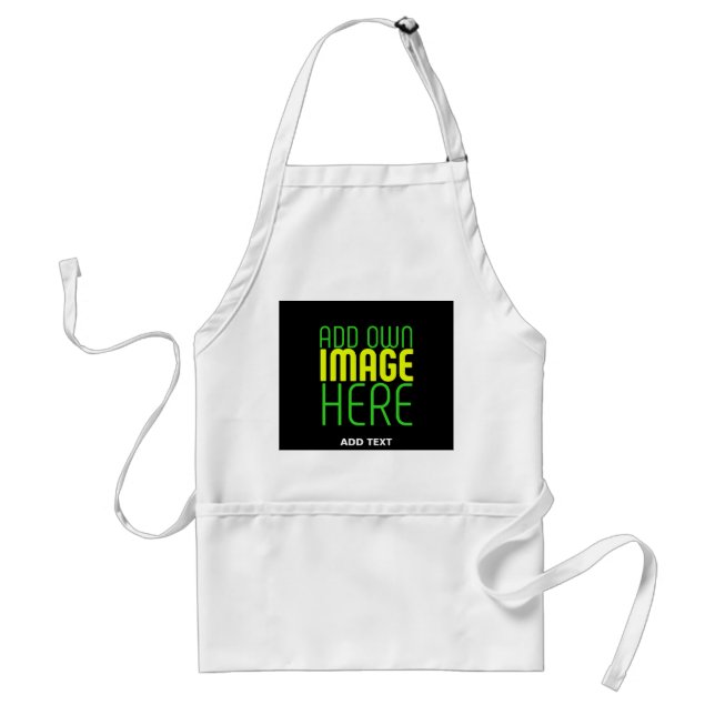 MODERN WHITE EDITABLE BLACK IMAGE TEXT TEMPLATE STANDARD APRON (Front)