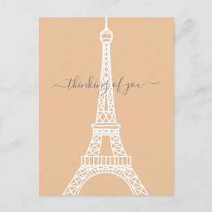 Modern White Eiffel Tower Thinking of You Postcard