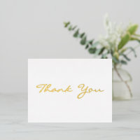 Modern White Elegant Faux Gold Script Thank You