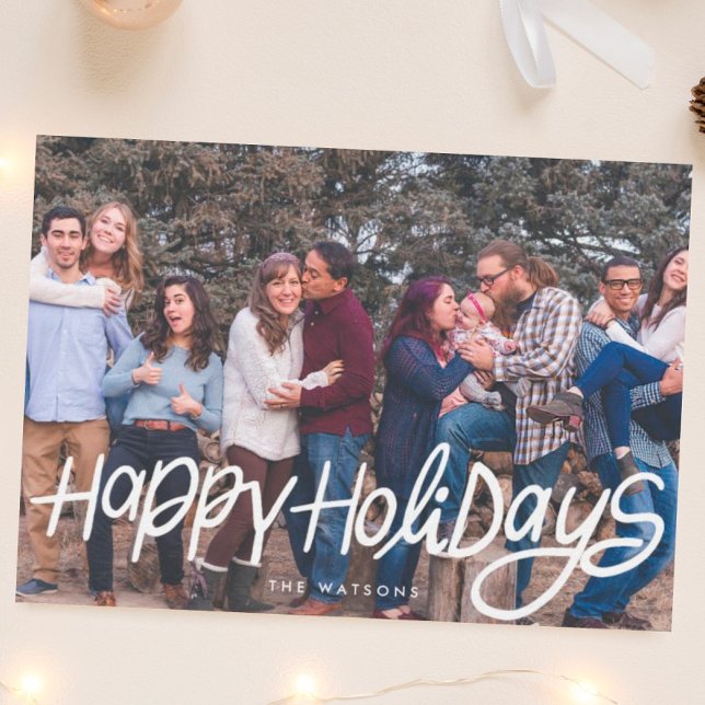 modern white elegant happy holidays funky photo holiday card (Creator Uploaded)