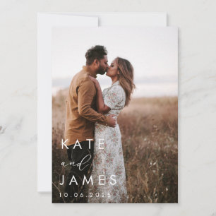 Modern White Elegant Photo Wedding Save The Date